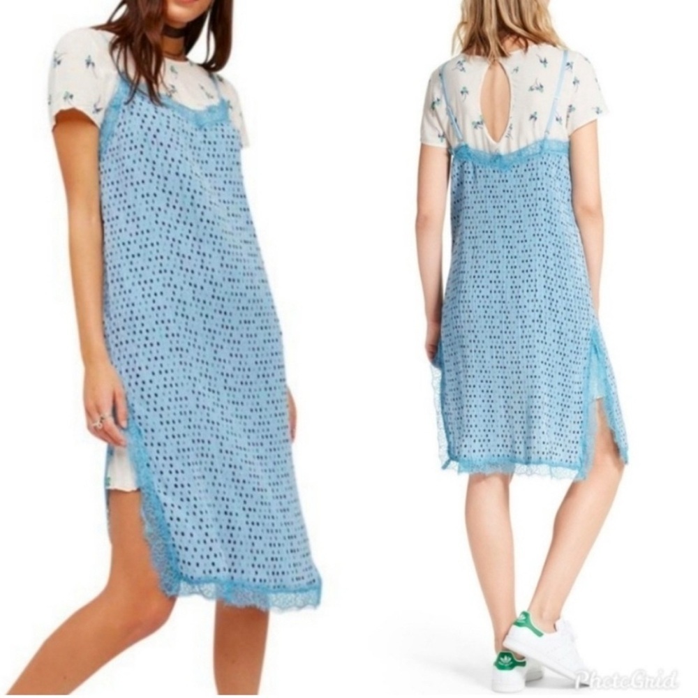 Free People Margot Lace Polka dot slip dress size 2